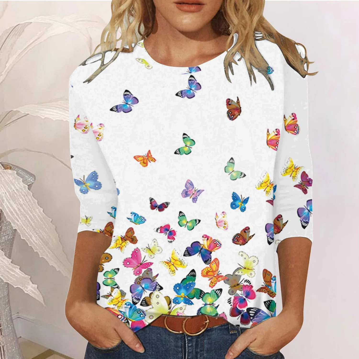 Женская футболка свободного кроя с принтом Night Shirt, A-white — фото 2