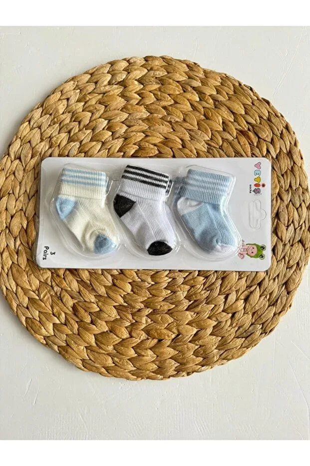 Детский комплект носочков-пинеток для новорожденных с полосками Pileki Baby, Blue Lined