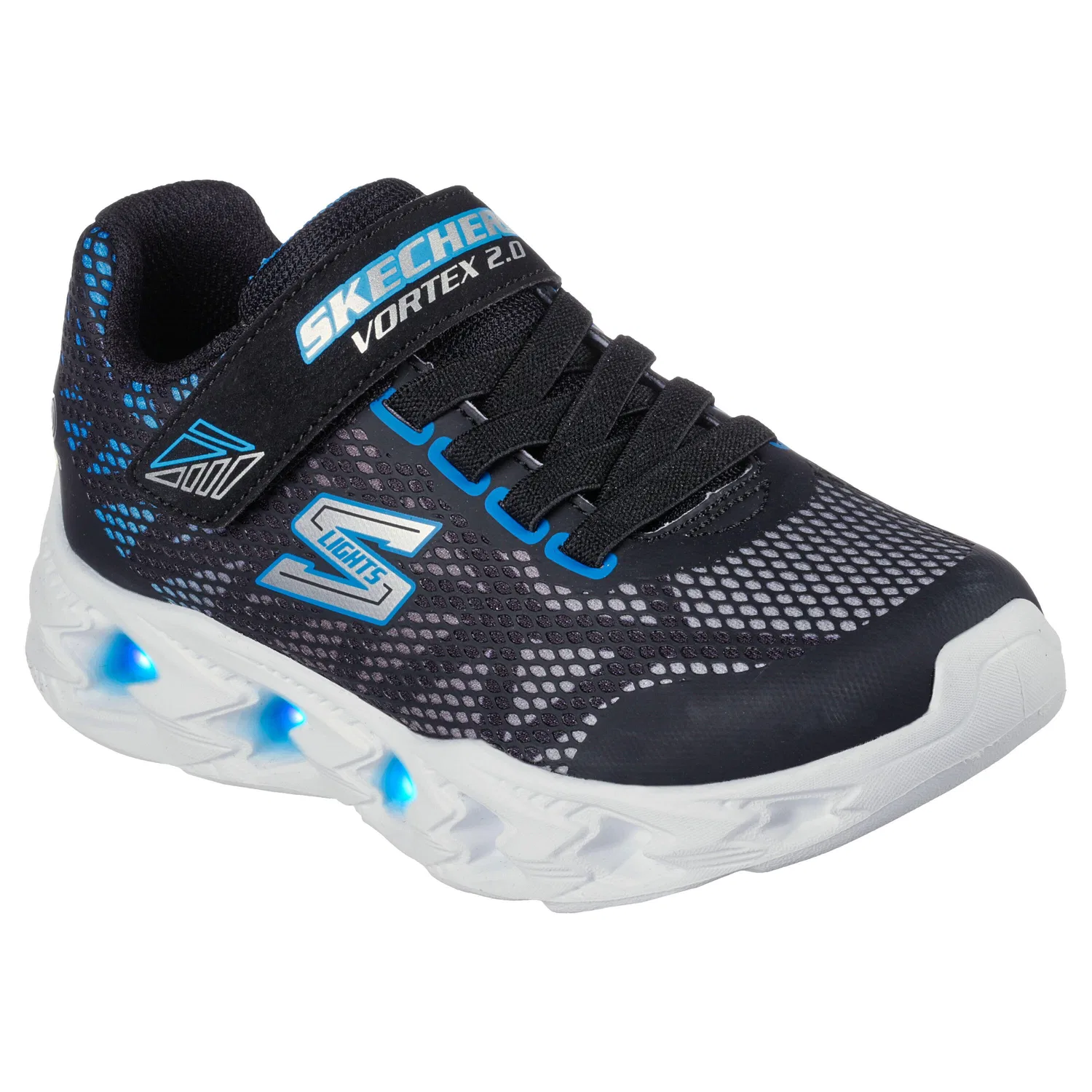 Детские спортивные кроссовки со светящейся подошвой VORTEX 2.0 Skechers, Schwarz Blau Silber — фото 3