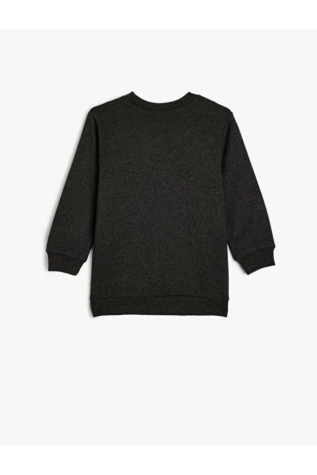 Детские свитшот для мальчиков с принтом Game Themed Long Sleeve Crew Neck Raised Crew Neck Koton, Anthracite — фото 2