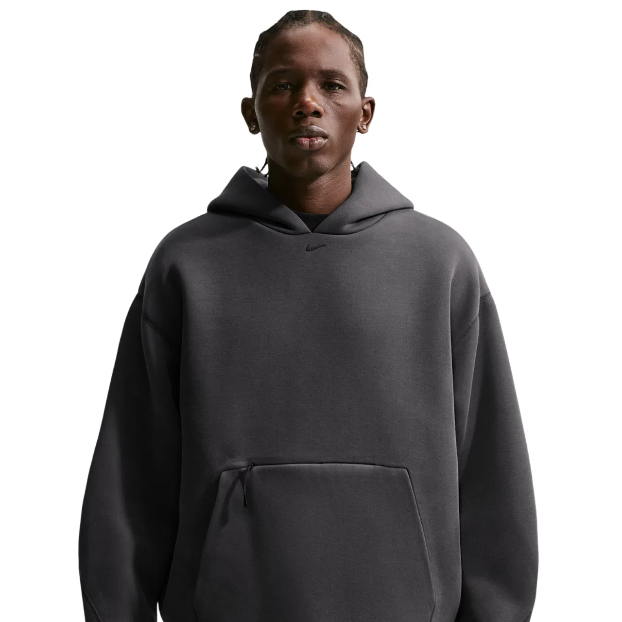 Мужское худи из плотного флиса Tech Ergo Pullover Hoodie Nike, серо-черный