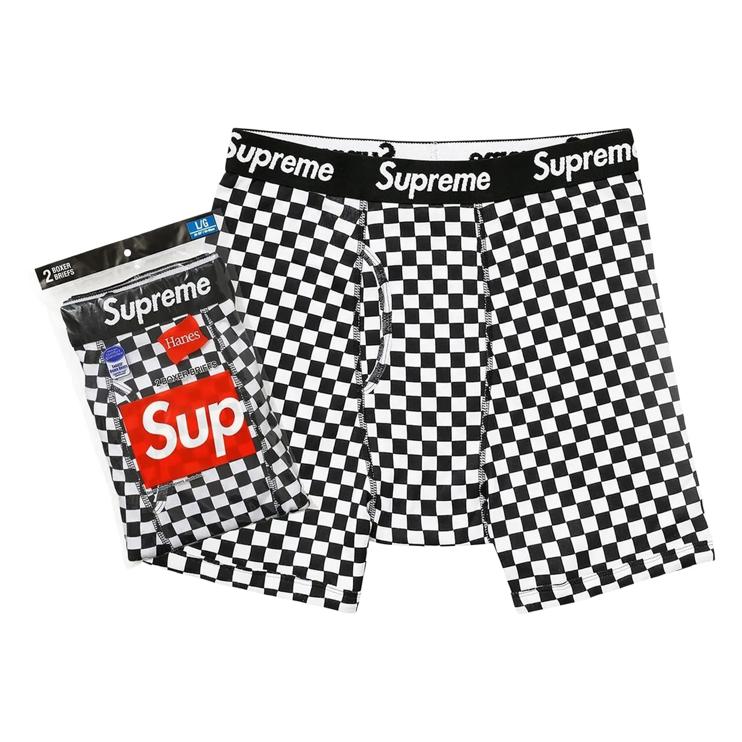 Боксеры Supreme x Hanes (2 шт.) в клетку, мультиколор