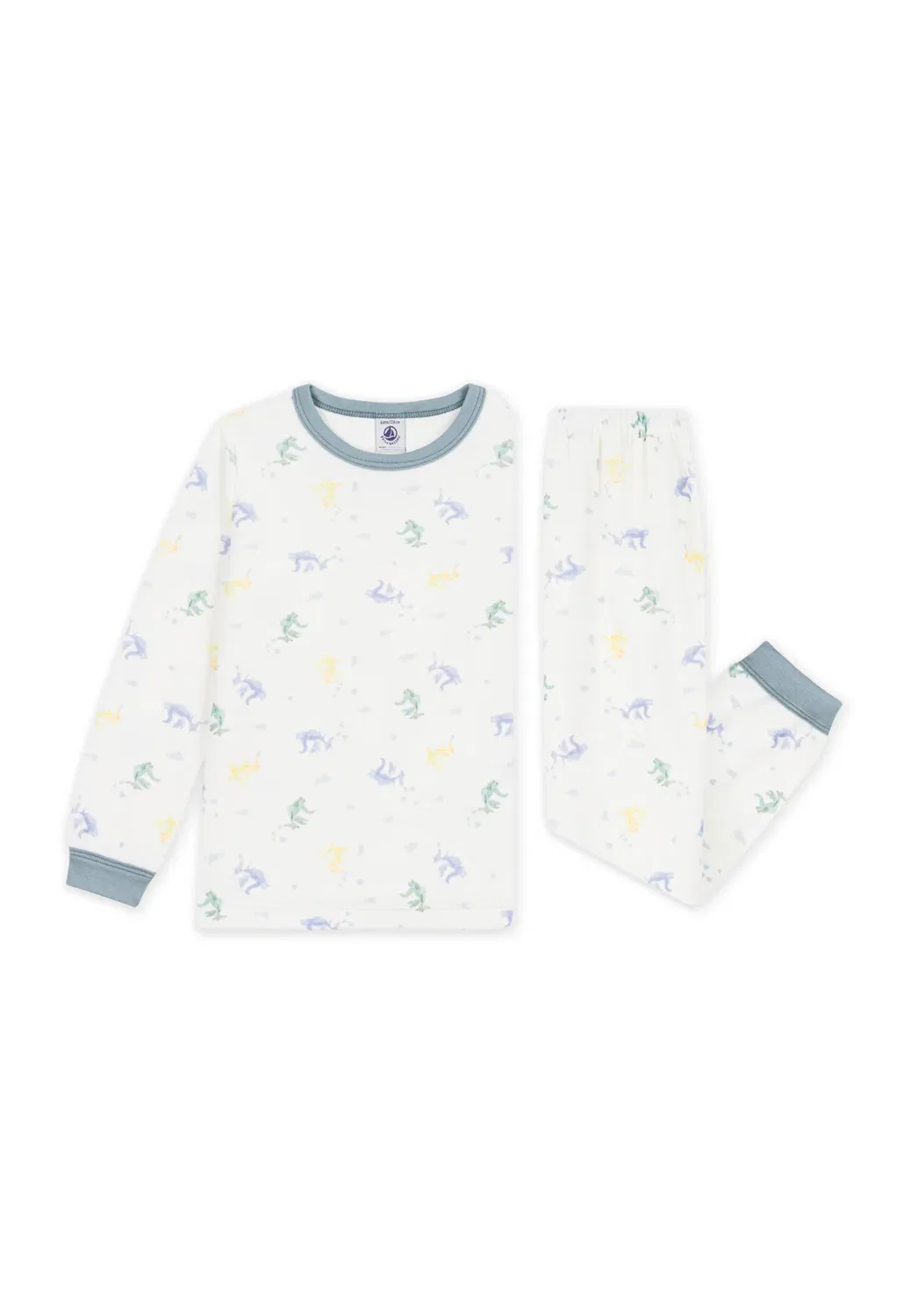 Детский пижамный комплект из велюра с принтом, унисекс - пижамный комплект Petit Bateau, Marshmallow Spray Multico — фото 3