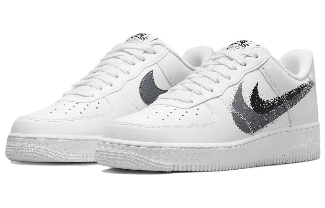 Кроссовки Nike Air Force 1 Low '07 Spray Paint Swoosh White Black Grey — фото 3
