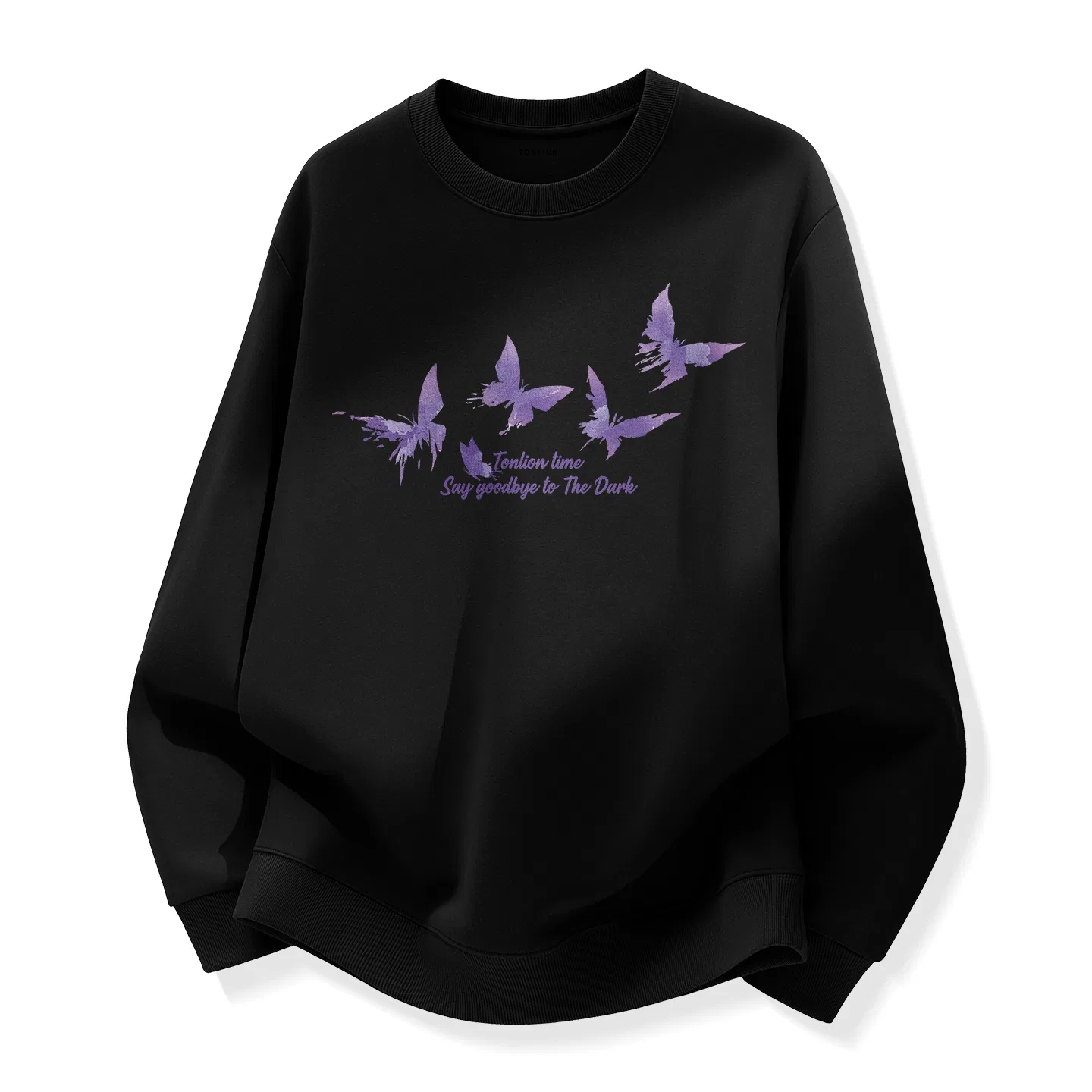 Детский свитшот с круглым вырезом Tonlion, Цвет: shallow rice (tb ink purple butterfly) — фото 4