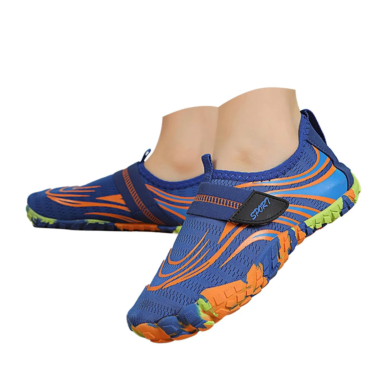 Детские кроссовки для мальчиков с принтом Pianta Larga Scarpe Barefoot Scarpe Bambini Palestra Bambina 28 34 Bambino con Elastico Sandali da Ginnastica Ragazza per Antiscivolo Estive Sneakers Tela 25 Scoglio Acqua 24 Il Mare Occhio di Bue, Blu — фото 2