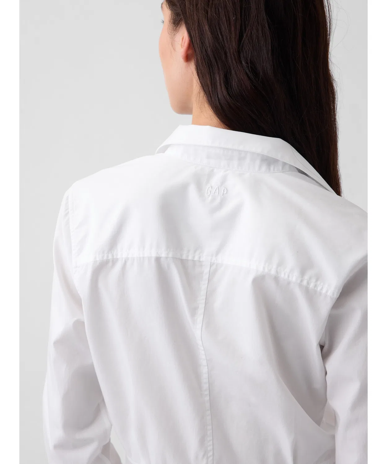Женская хлопковая рубашка с длинным рукавомOrganic Cotton Poplin West Shape Shirt GAP, Белый — фото 4