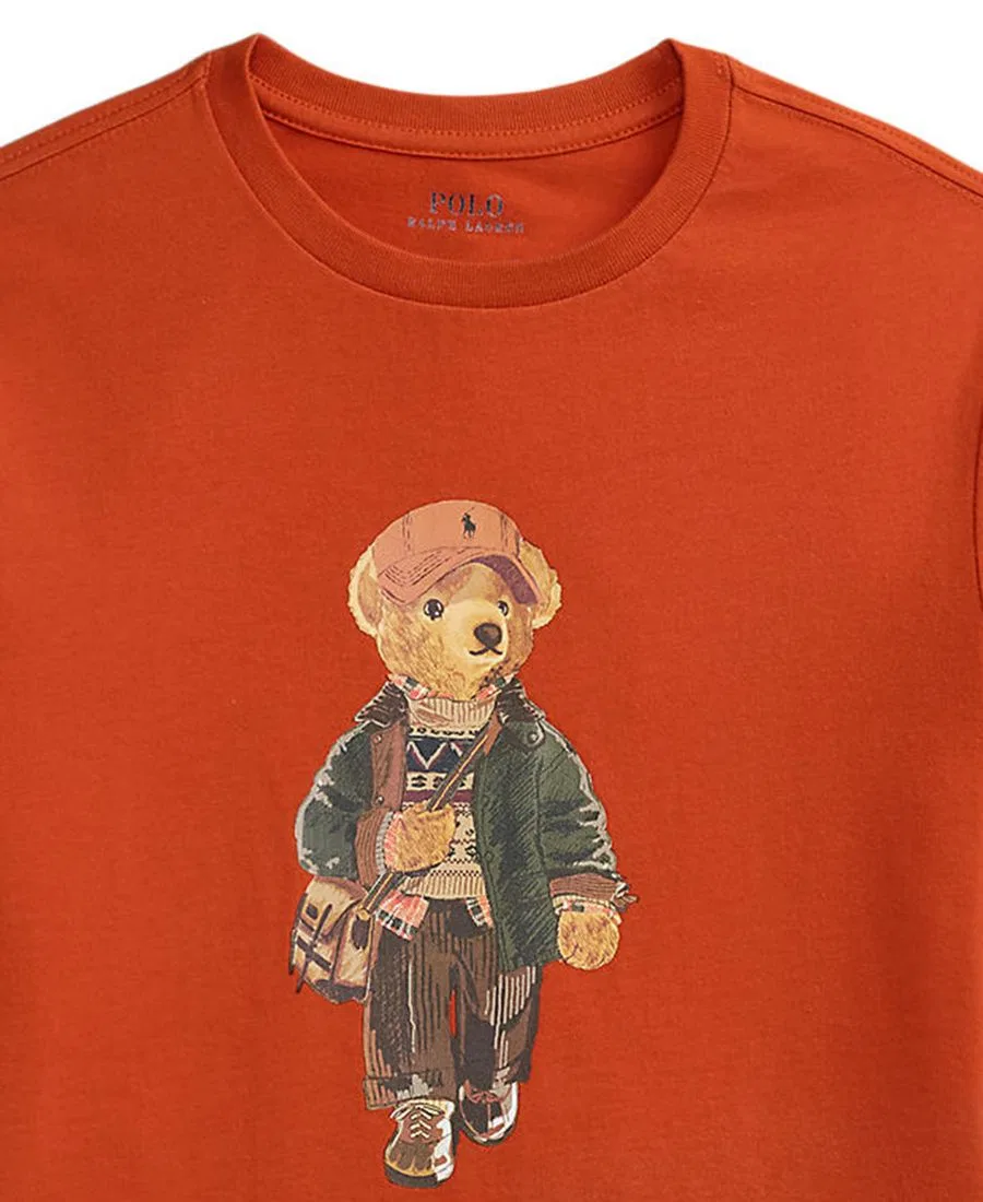 Футболка хлопковая с принтом Polo Bear Polo Ralph Lauren, Varsity Orange — фото 3