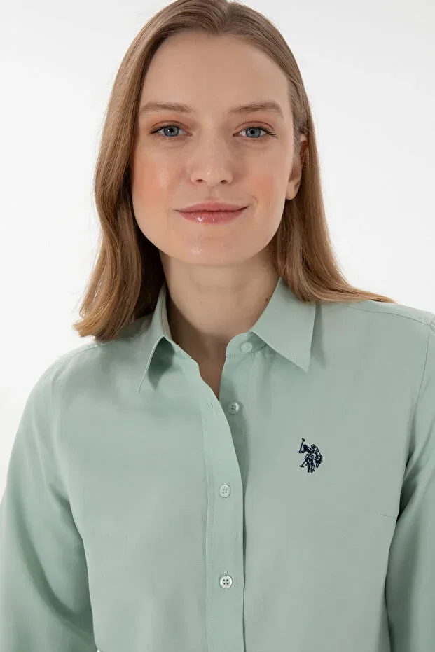 Женская рубашка с длинным рукавом Basics U.S. Polo Assn., Water Green — фото 3
