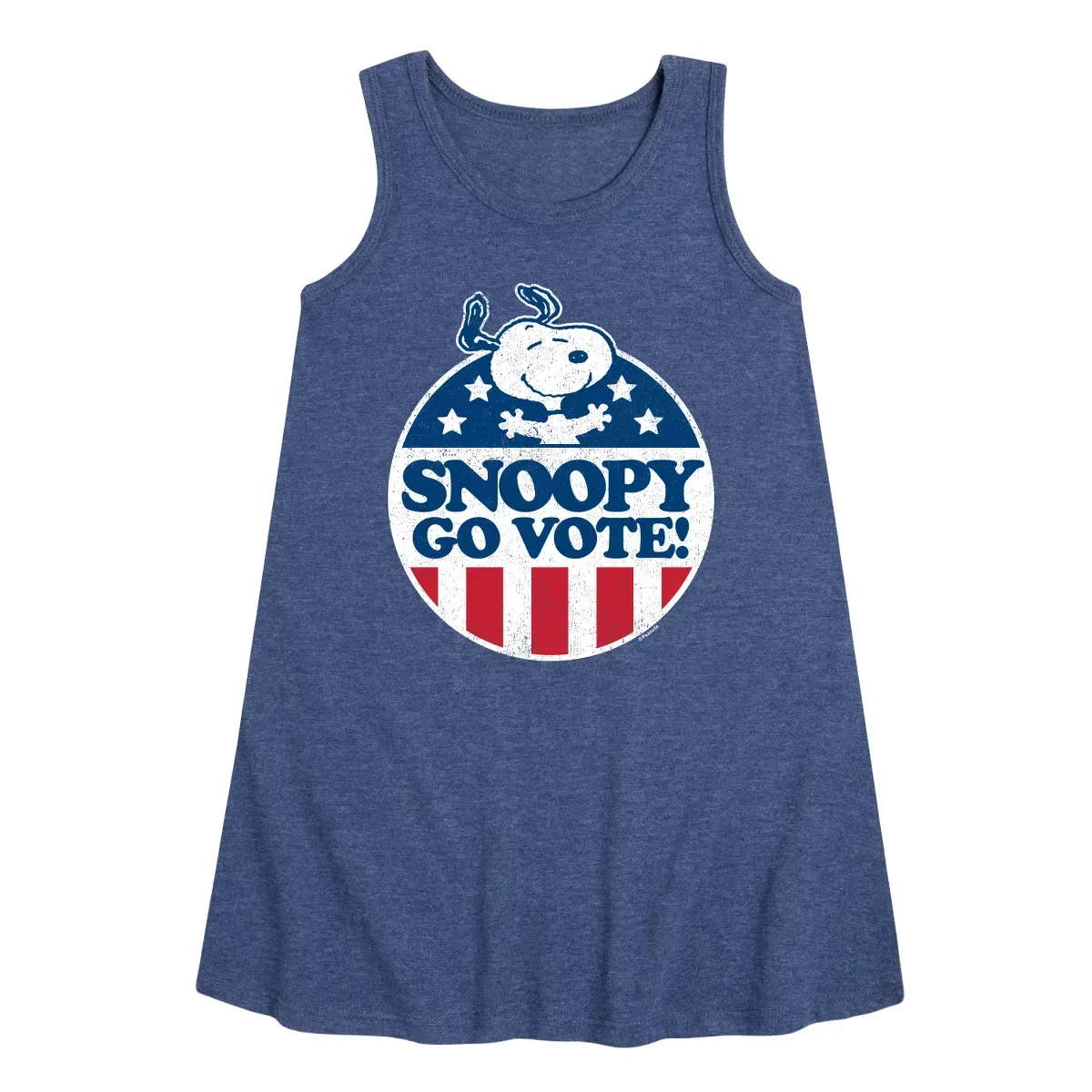 Детское платье-трапеция без рукавов Snoopy Go Vote Peanuts, Heather Navy
