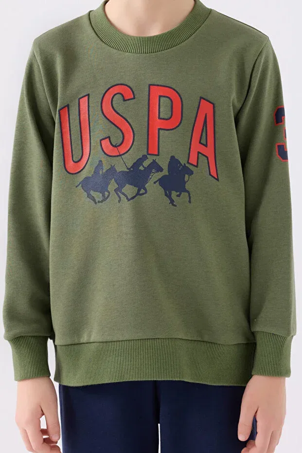 Детский спортивный костюм для мальчиков с принтом U.S. Polo Assn., Khaki — фото 4