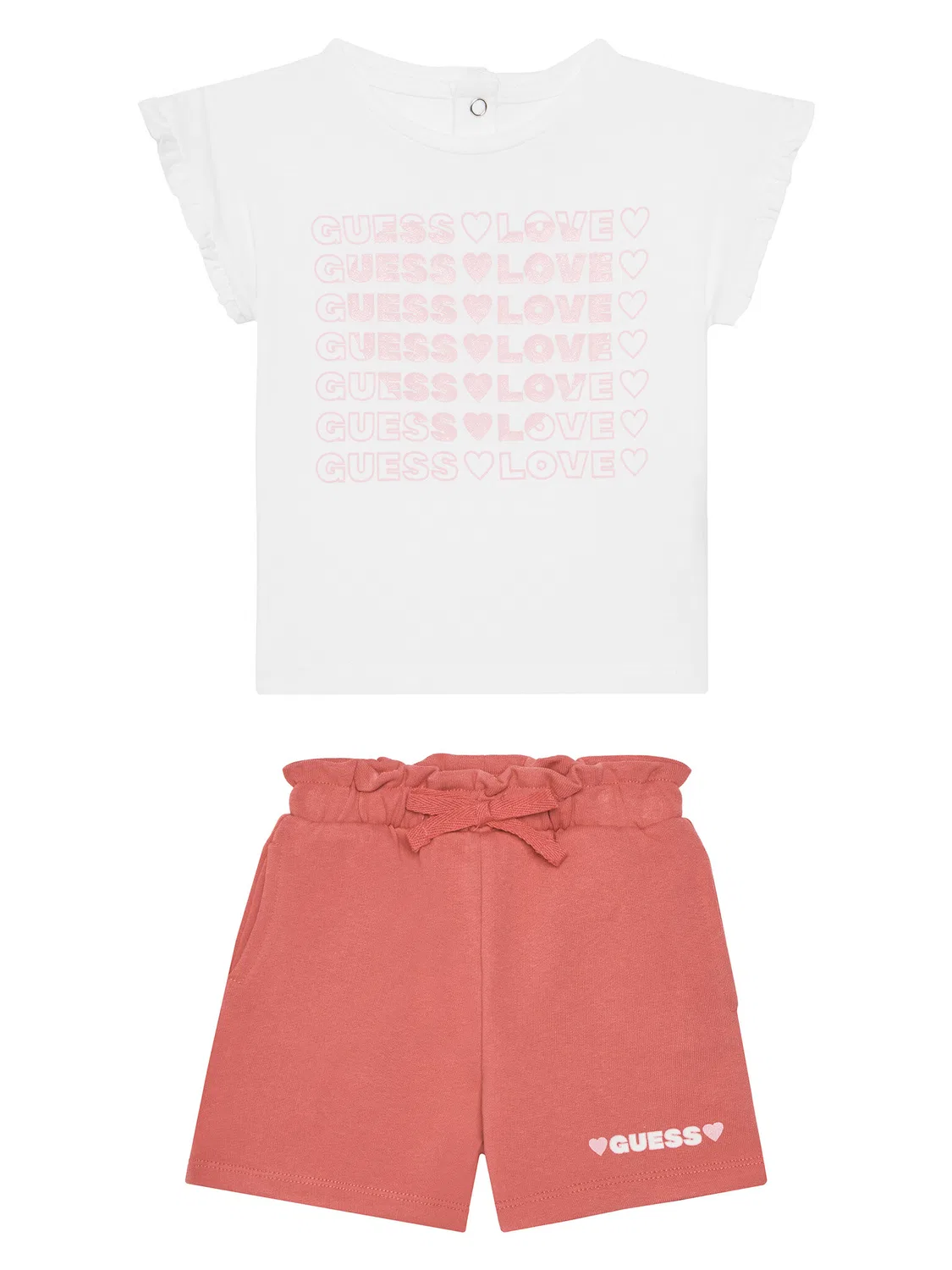 Комплект из футболки и юбки стандартного кроя для девочки Guess, розовый
