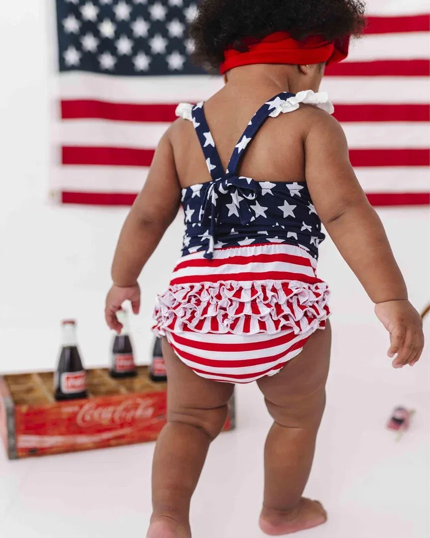 Детский боди-комбинезон с принтом Stars & Stripes Bums & Roses, красный — фото 2