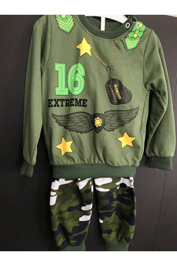Детский спортивный костюм с камуфляжным принтом Gülüce Butik, Green — фото 3