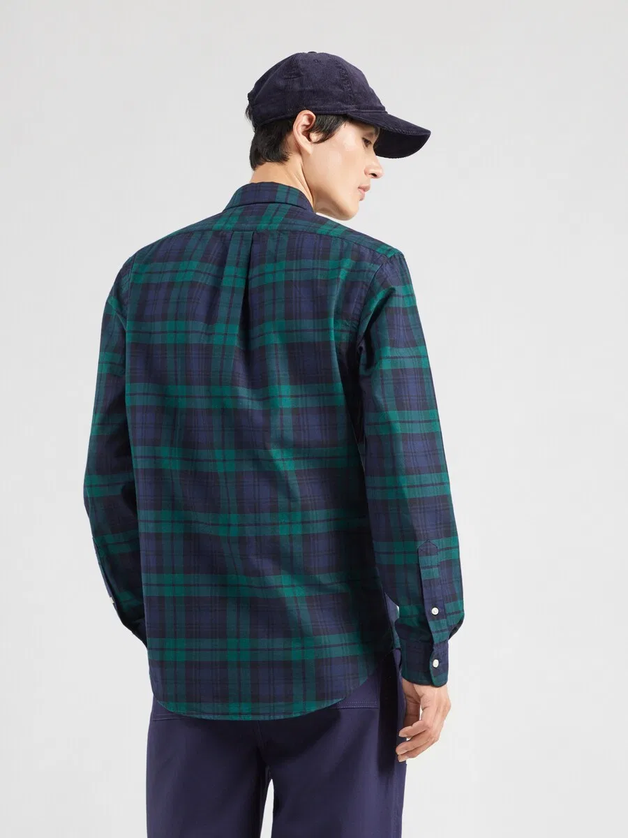 Рубашка Polo Ralph Lauren Regular fit Button Up Shirt 'CLASSIC' темно-синего цвета — фото 4