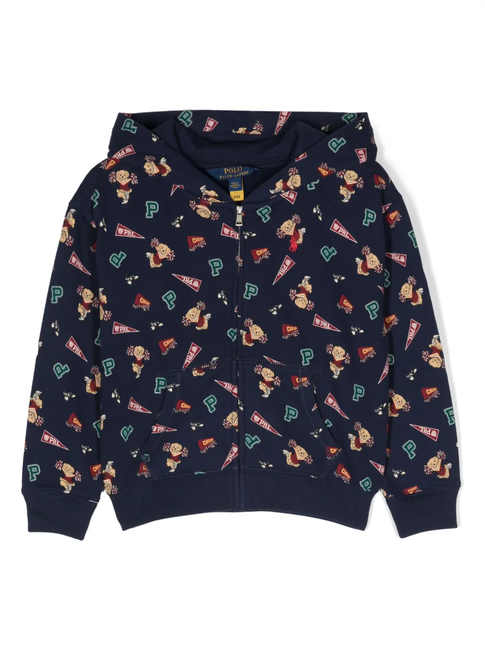

Худи на молнии с принтом Teddy Bear POLO RALPH LAUREN KIDS, синий