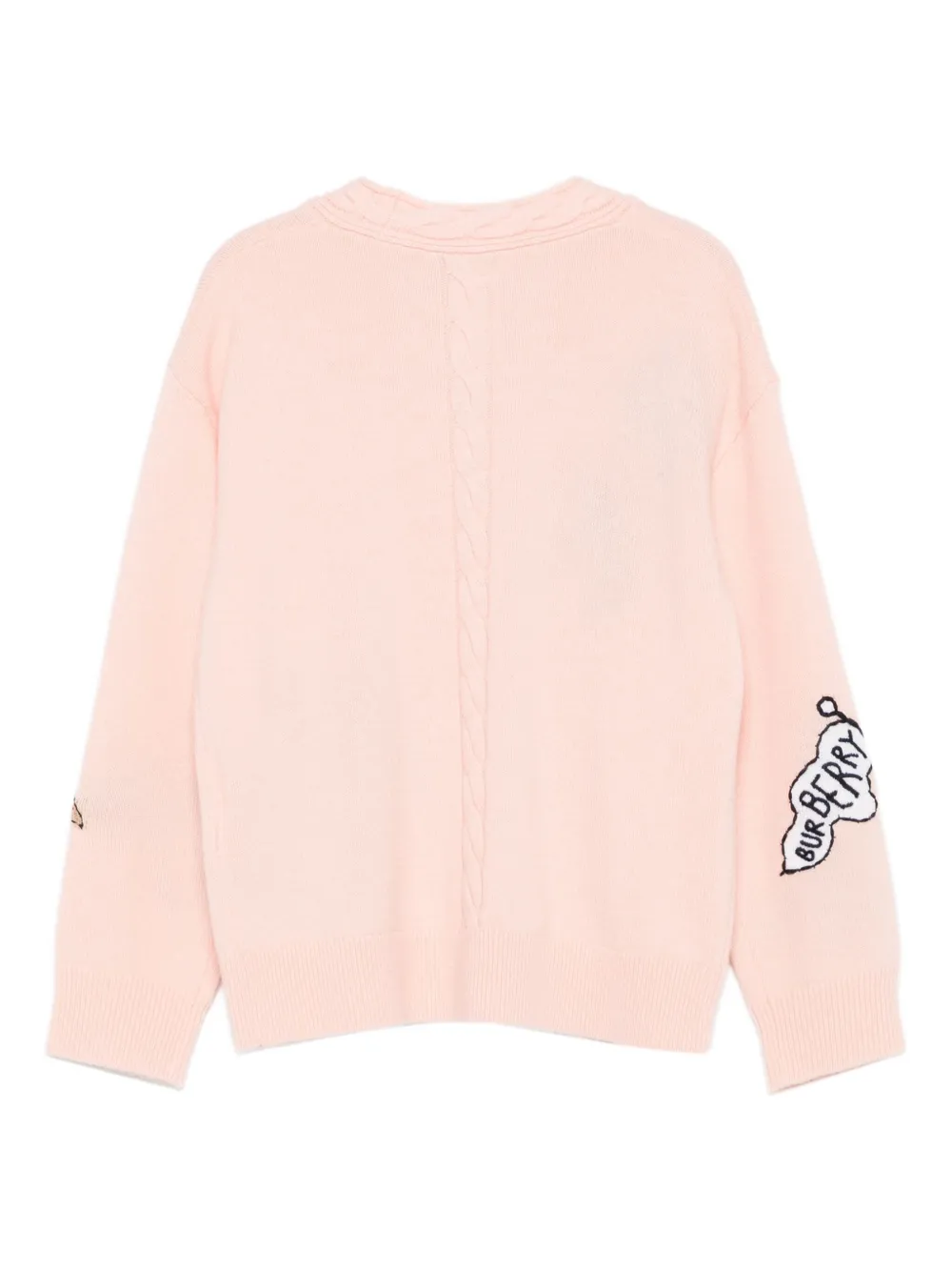 Кардиган с вышитой косичной вязкой BURBERRY KIDS, розовый — фото 2