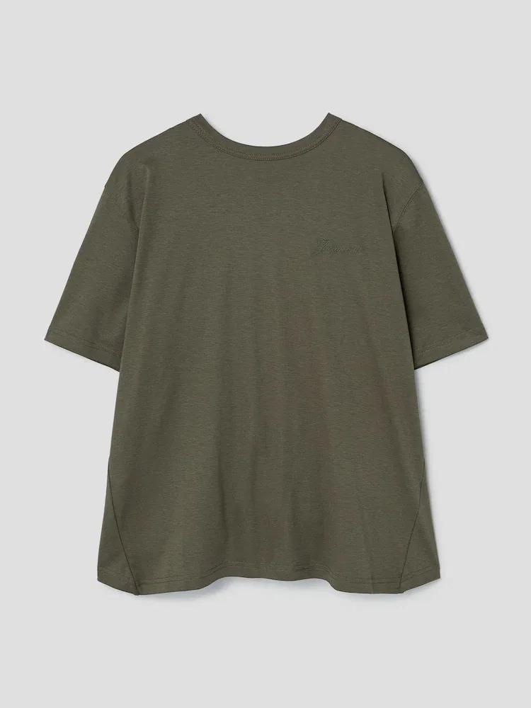Футболка с коротким рукавом, шелковая смесовая, Tovalo JACQUEMUS, Dark Khaki