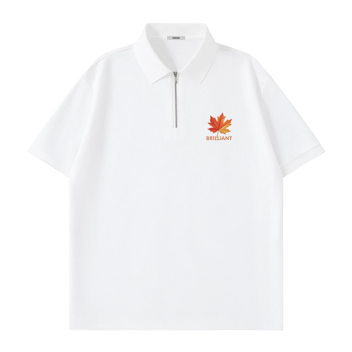 Детское поло с коротким рукавом MINISO, White (Maple Leaf Chest Logo Gradient)
