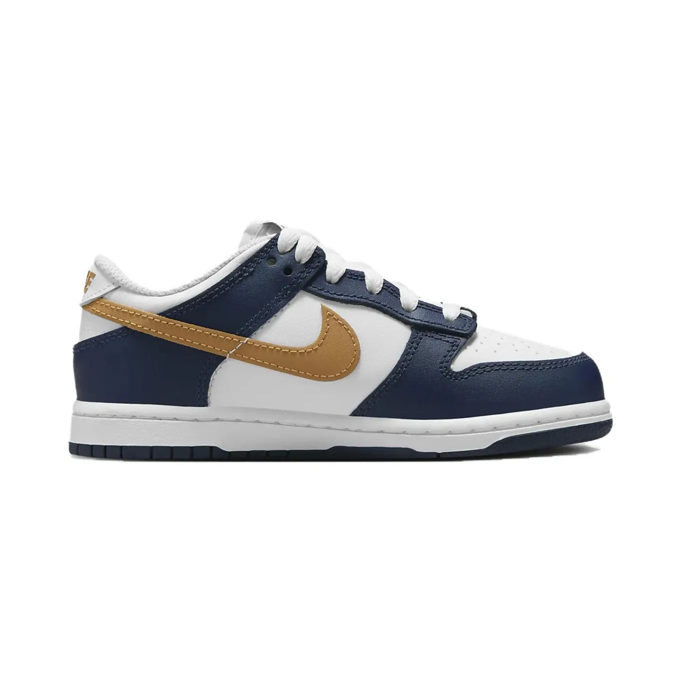 Детские кроссовки для скейтбординга с амортизацией, низкий верх Dunk, Nike, White Midnight Marine Blue Wheat — фото 3
