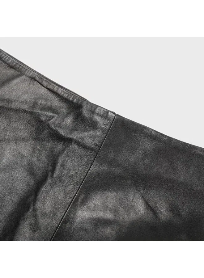 Юбка-трапеция мини мягкая однотонная Zara, черный — фото 4