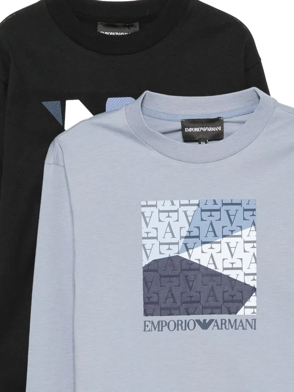Лонгслив с логотипом (комплект из двух штук) Emporio Armani Kids, черный — фото 3