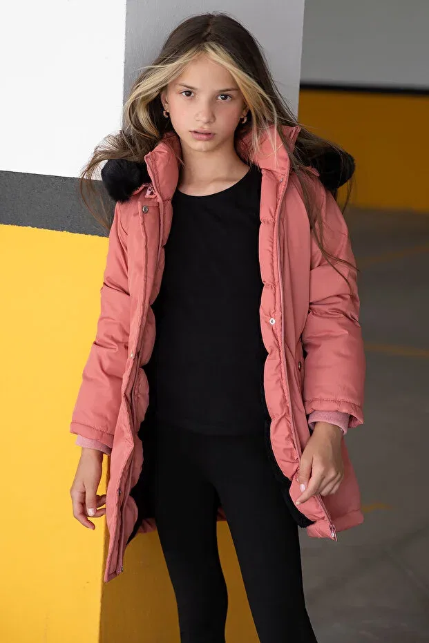 Детское пальто для девочек с капюшоном Cansın Mini, Pink