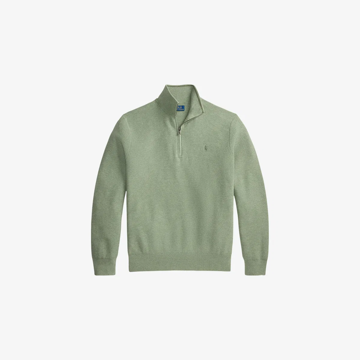 Хлопковый свитер на молнии с вышитым логотипом Polo Ralph Lauren, зеленый