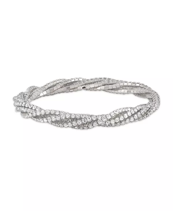 

Эластичный браслет из 5 рядов кристаллов серебристого тона Macy'S, silver