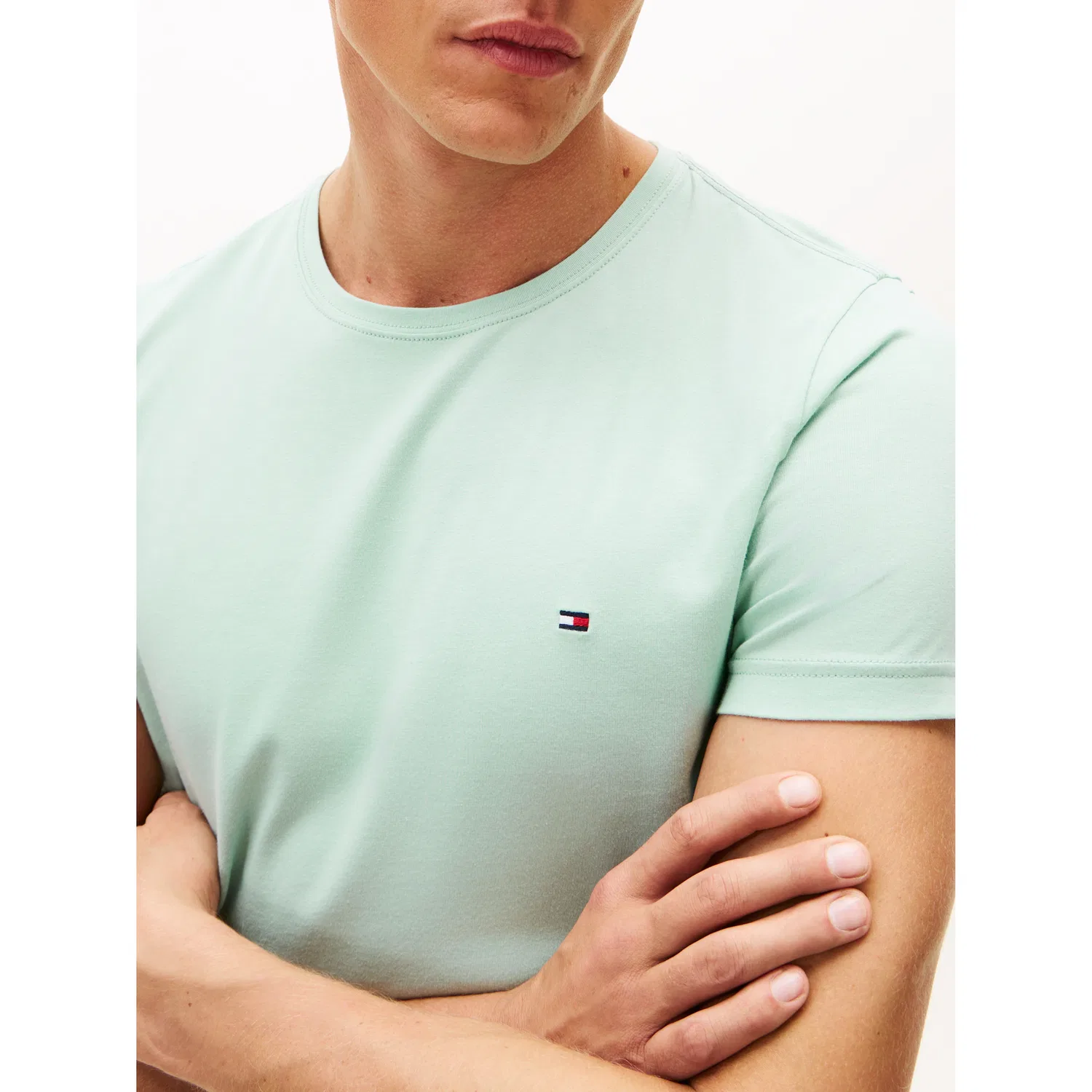 Мужская хлопковая футболка slim fit Tommy Hilfiger, Mint — фото 2