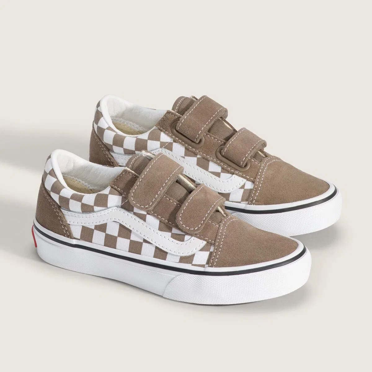Детские кеды для мальчиков с принтом Old Skool V Vans, Color Theory Checkerboard Walnut — фото 4