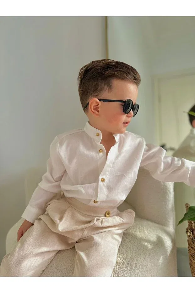 Детская рубашка для мальчиков с длинным рукавом Favorimkids, White — фото 3
