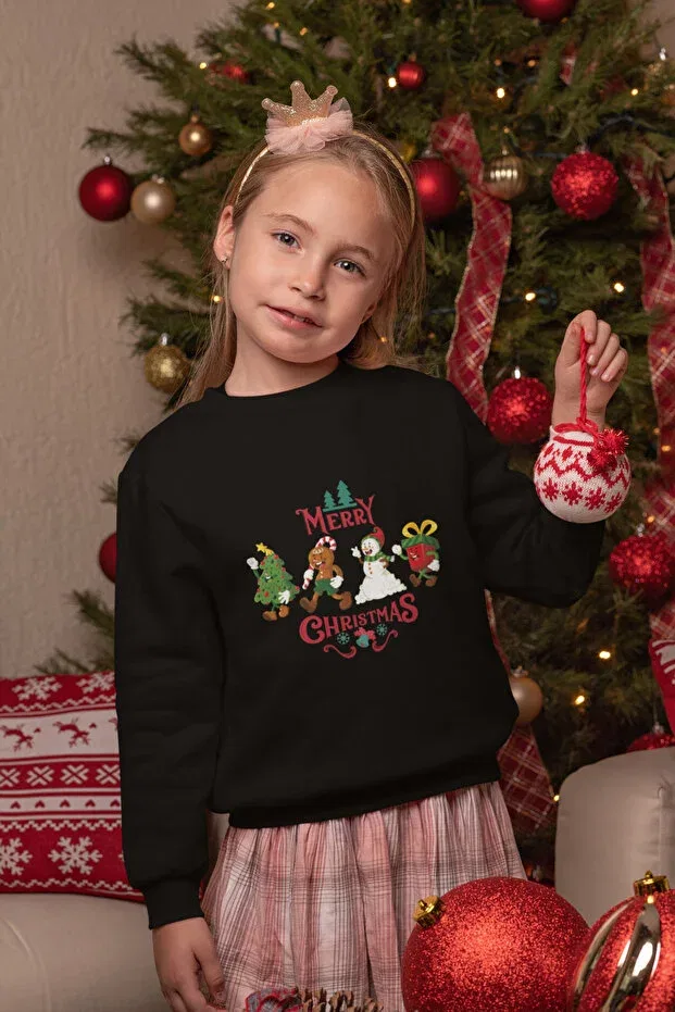 Детские свитшот для девочек с принтом New Year's Eve Glam Alika, Black — фото 2