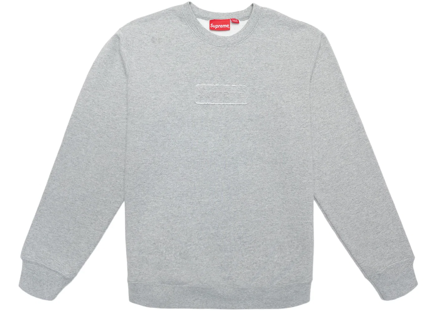 Мужской свитшот с вырезным логотипом Supreme Crewneck, Heather Grey
