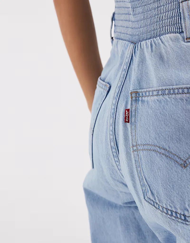 Джинсовый комбинезон-бюстье Levi's с широкими штанинами, светло-голубой — фото 3