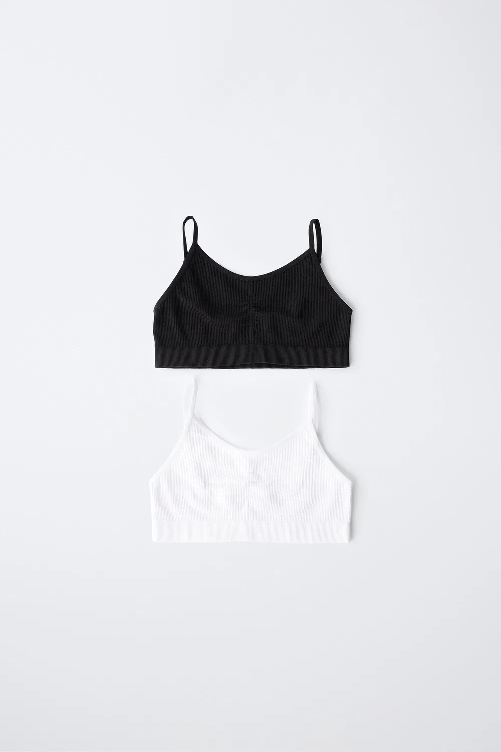 8-14 лет / Комплект из 2 бесшовных топов ZARA, Black/White