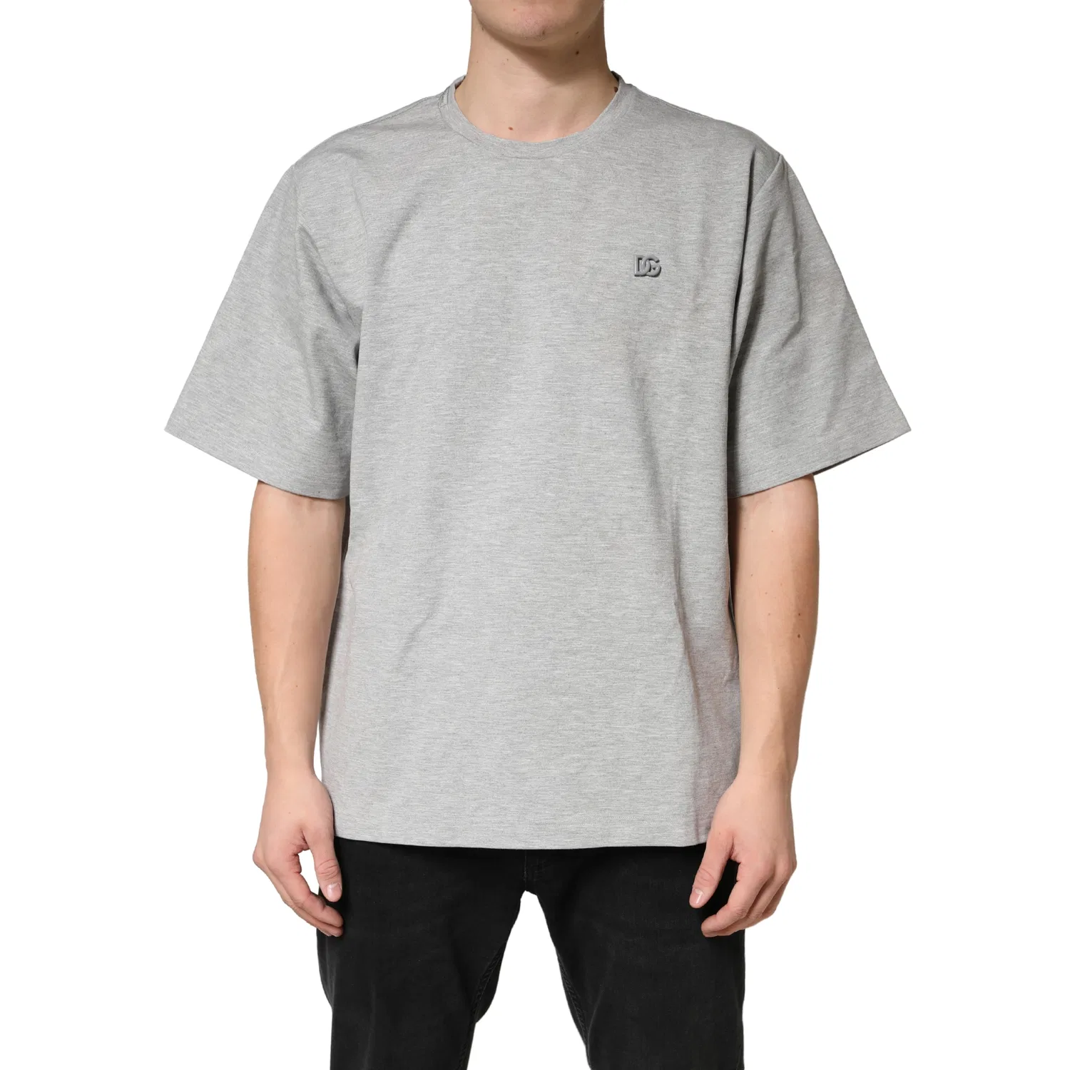 Мужская футболка с коротким рукавом с логотипом Crewneck T-Shirt Dolce & Gabbana, Gray — фото 2