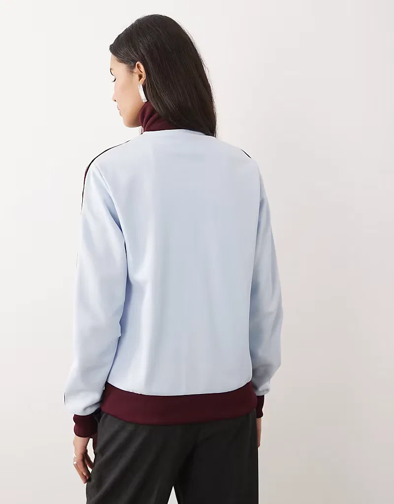 Классическая спортивная куртка Adidas Originals в светло-голубом и бордовом х — фото 4
