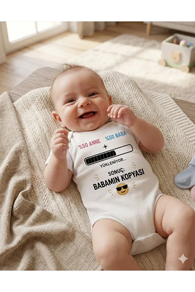 Детское боди для новорожденных с принтом Father'S day gift baby bodysuit - dad's copy printed Hazden, White — фото 3