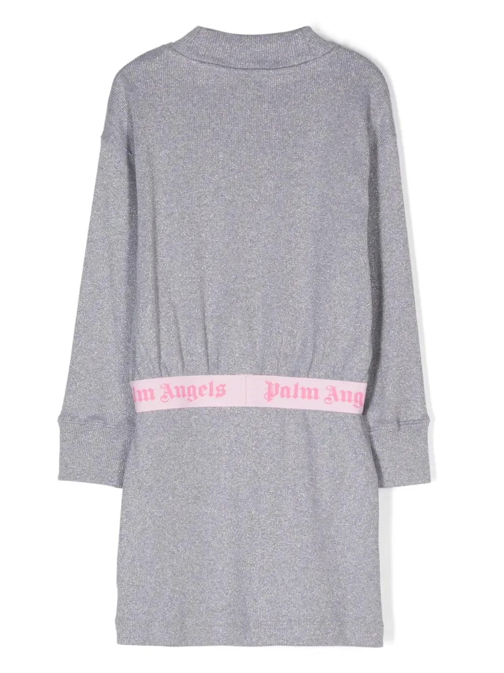 Платье с люрексом и логотипом на поясе Kids Logo Waistband Lurex Dress Palm Angels, Silver Pink — фото 2