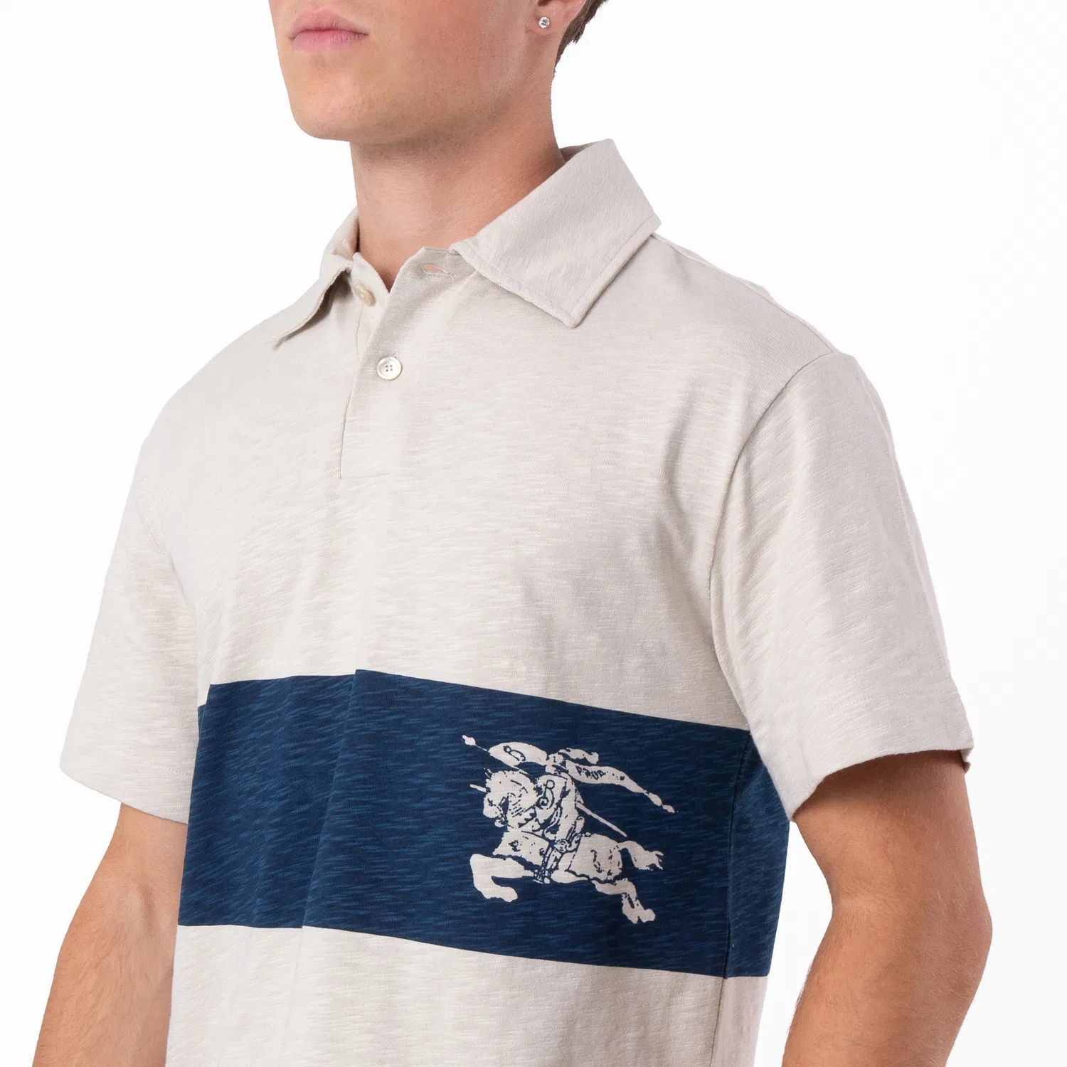 Поло из хлопка с принтом EKD Striped Cotton Polo Shirt Burberry, Plaster — фото 2