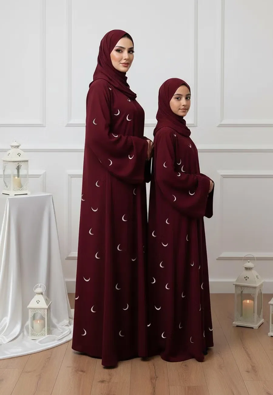 Абая с длинным рукавом The Amar Abaya Nukhbaa, бордовый