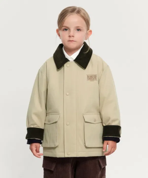 Куртка классическая с логотипом, детская, Marithé Kids, бежевый