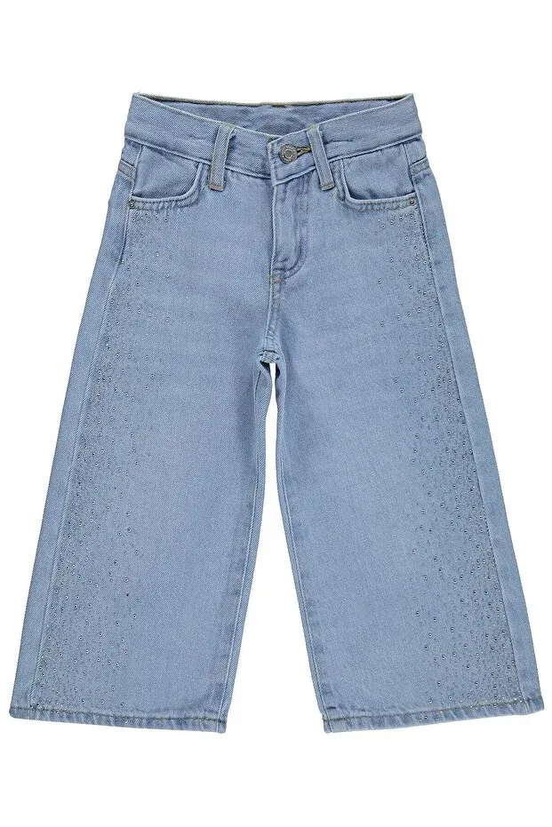 Детские джинсы для девочек широкие с принтом Civil Girls, Light Blue