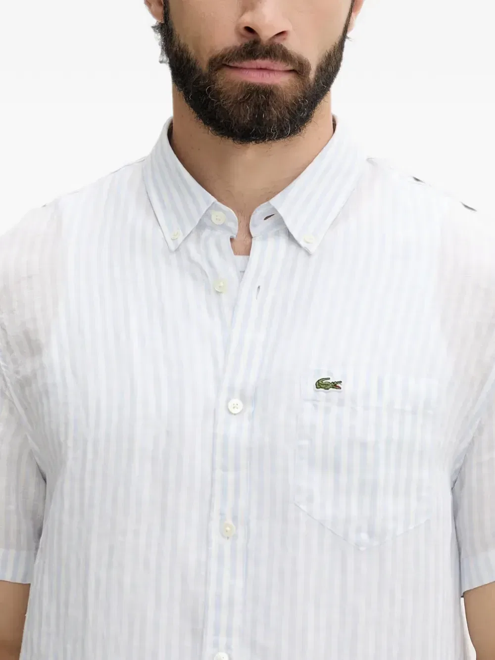 Полосатая рубашка с короткими рукавами Lacoste, белый — фото 4
