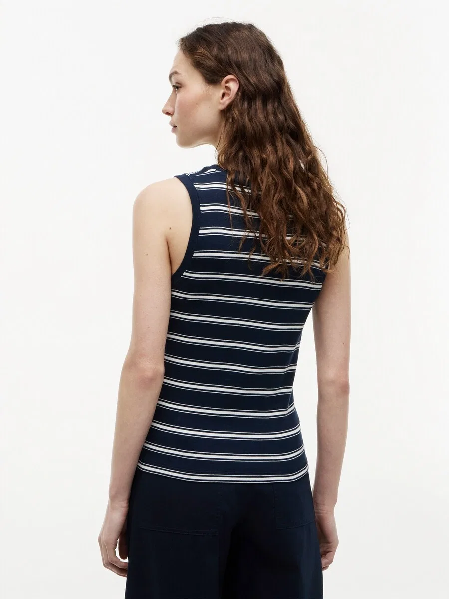 Топ TOMMY HILFIGER 'Stripe Slim Tank' темно-синего цвета — фото 3