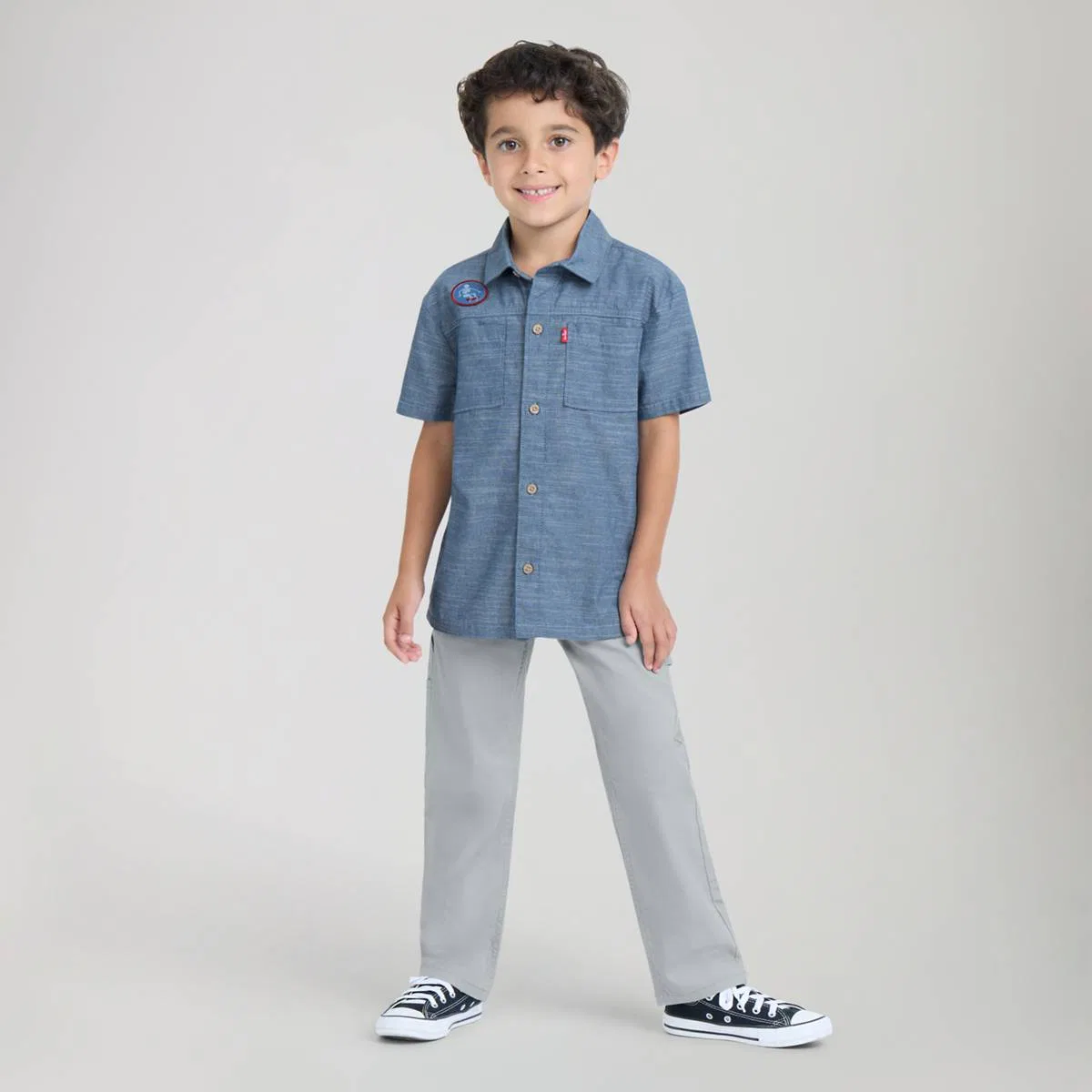 Комплект из рубашки и брюк из шамбре для мальчиков 4-7 лет Levi's, Blue Chambray - Blue