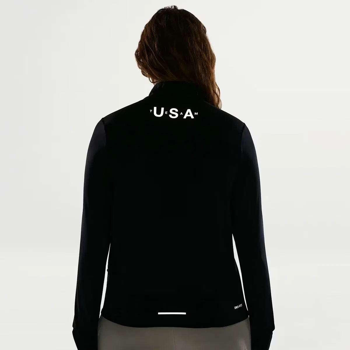 Женская топ с длинным рукавом Team USA Swift Element 1/4-Zip Top Nike, Obsidian/Reflective Silv — фото 2