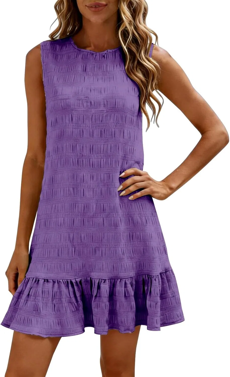 Женское летнее платье миди с рюшами, Purple