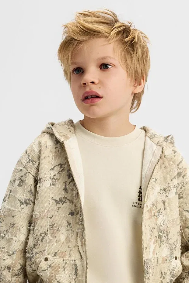 Детский кардиган для мальчиков с принтом Hera Zippered Cardigan Nk Kids, Beige — фото 4